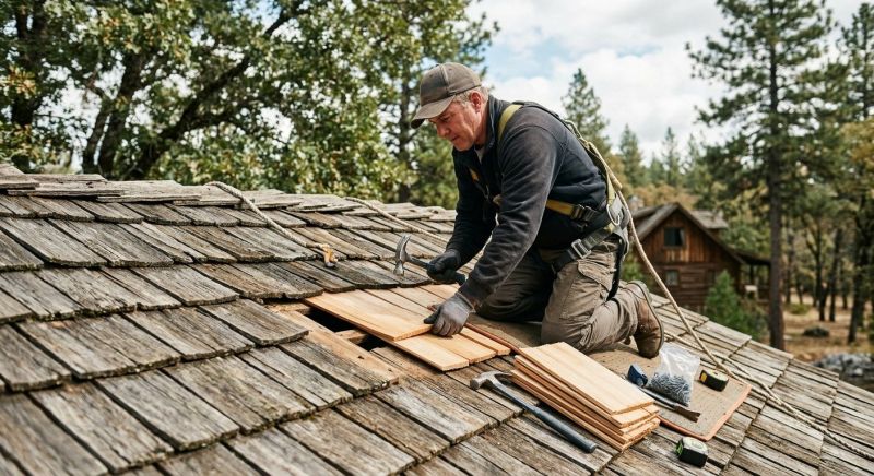 Commercial Wood Shake Roof Installation