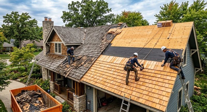 Commercial Wood Shake Roof Installation