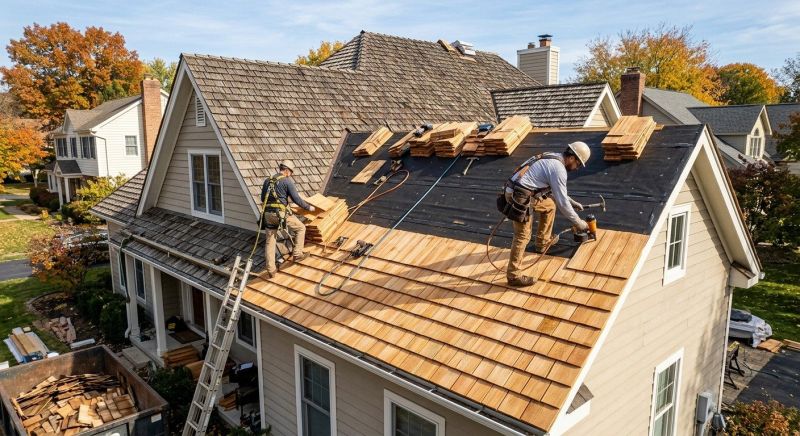 Commercial Wood Shake Roof Installation