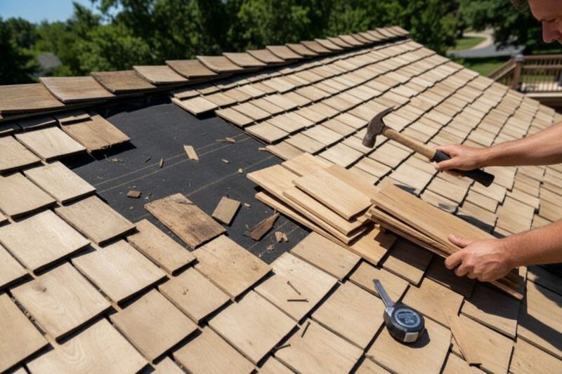 Commercial Wood Shake Roof Installation
