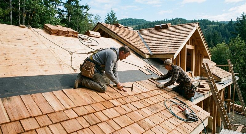 Commercial Wood Shake Roof Installation