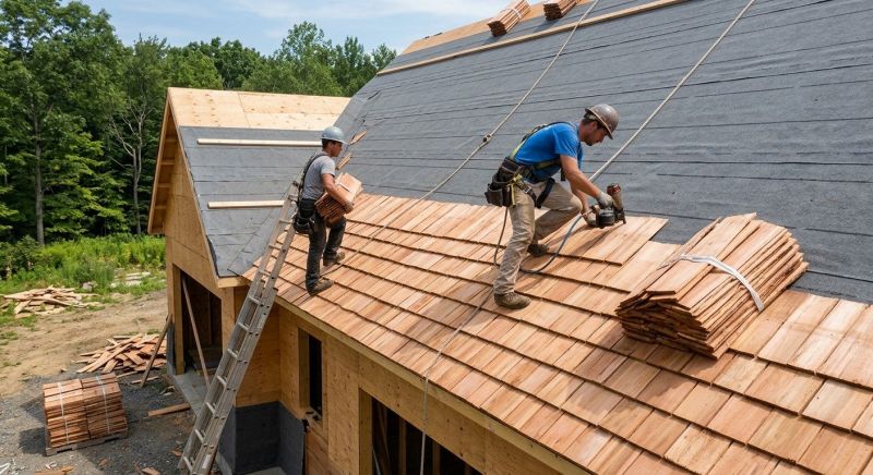 Commercial Wood Shake Roof Installation